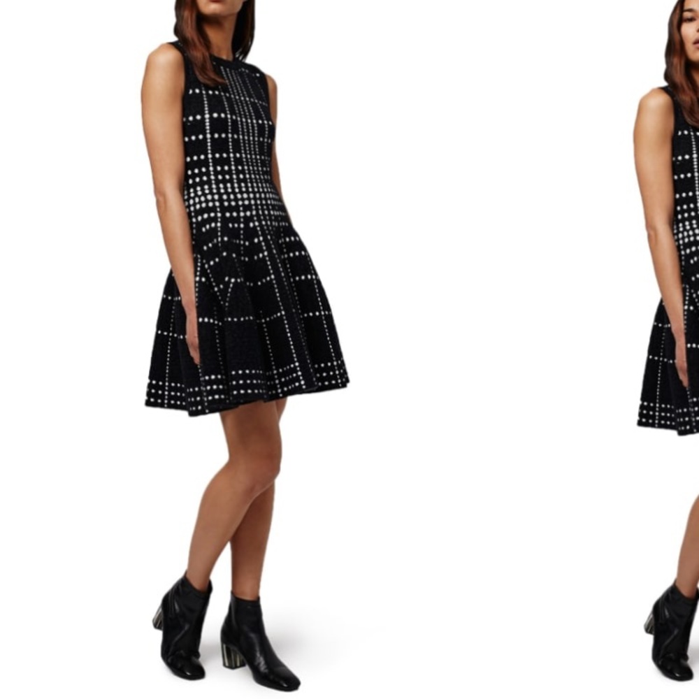 Topshop Dot Jacquard Fit & Flare Knit Dress